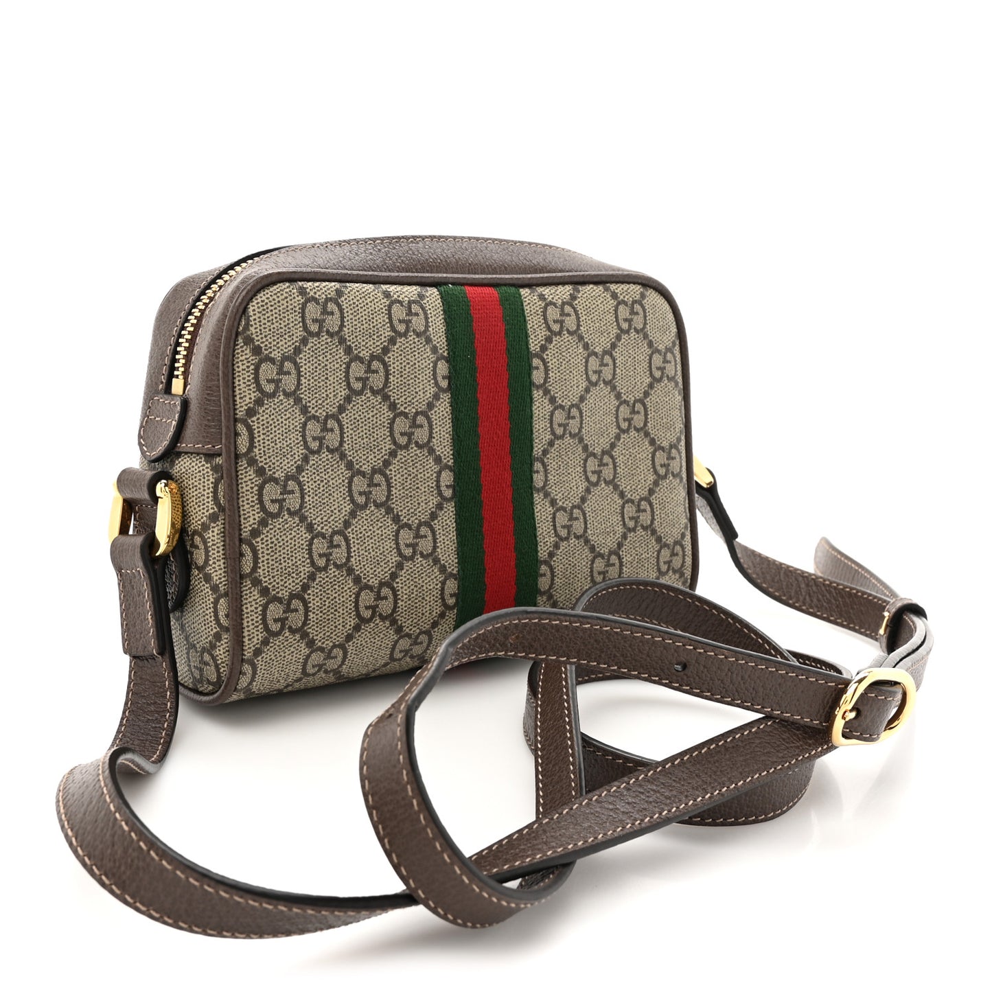GG Supreme Monogram Web Mini Ophidia Shoulder Bag Brown