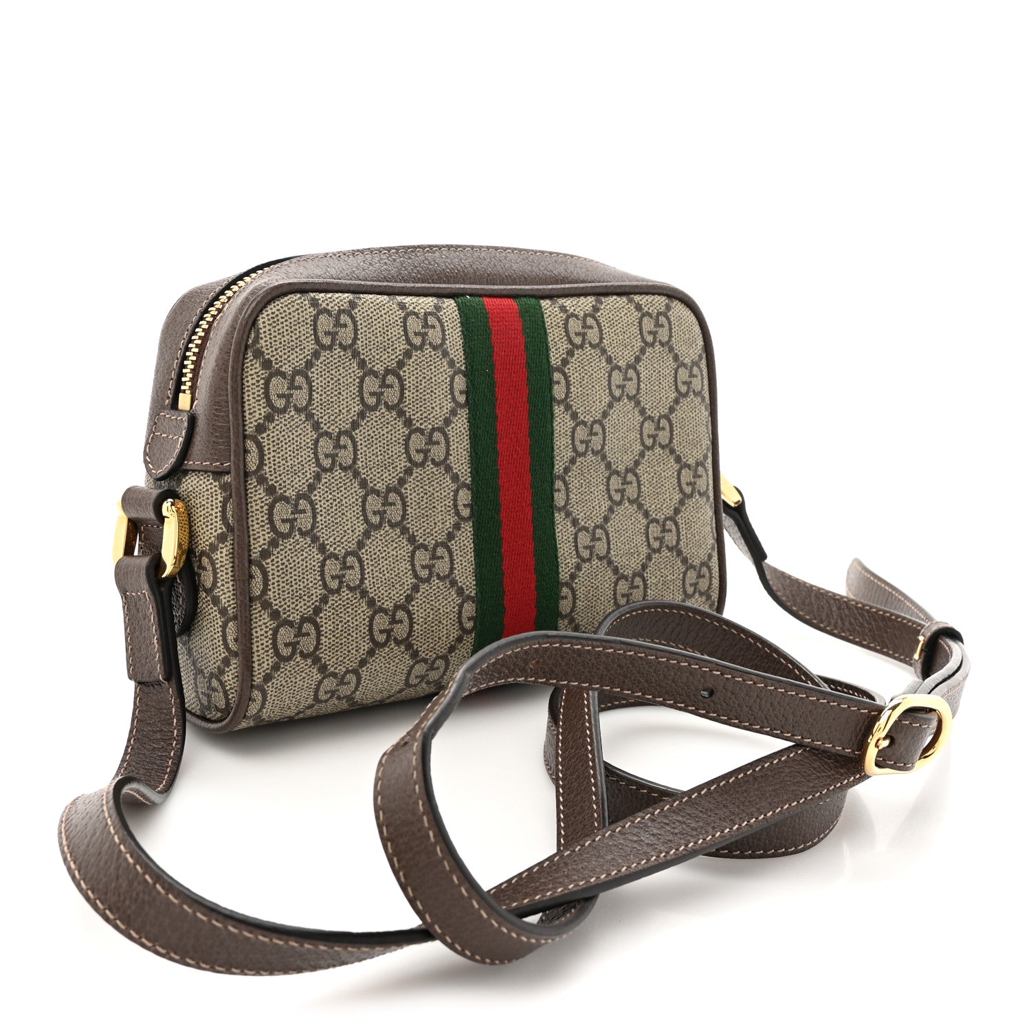 Gucci GG Supreme Monogram Web Mini Ophidia Shoulder Bag Brown 3 of 13