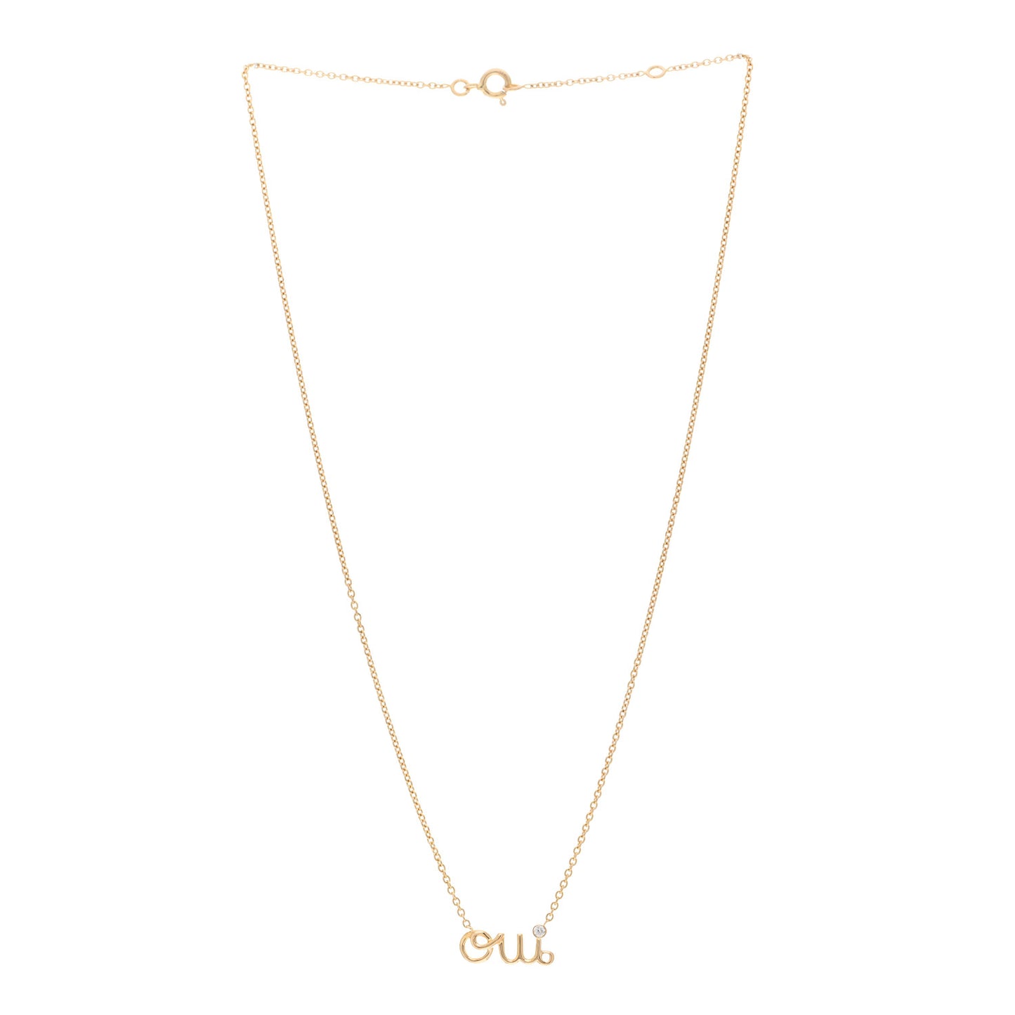 18K Yellow Gold Diamond Oui Pendant Necklace