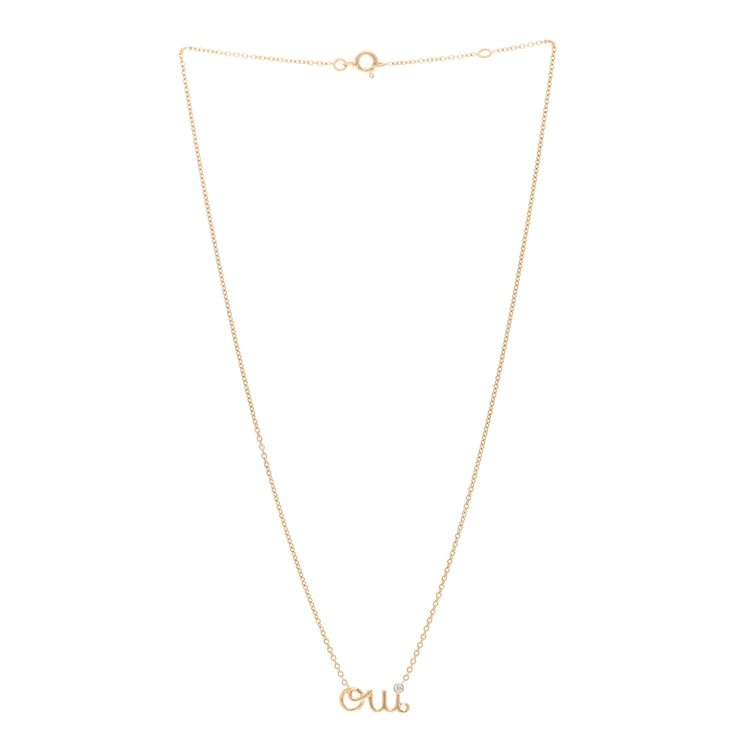 Christian Dior 18K Yellow Gold Diamond Oui Pendant Necklace 3 of 4