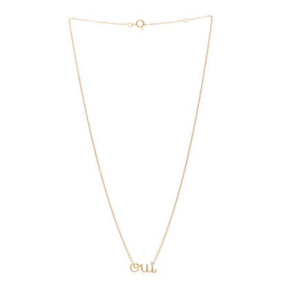 Christian Dior 18K Yellow Gold Diamond Oui Pendant Necklace 3 of 4