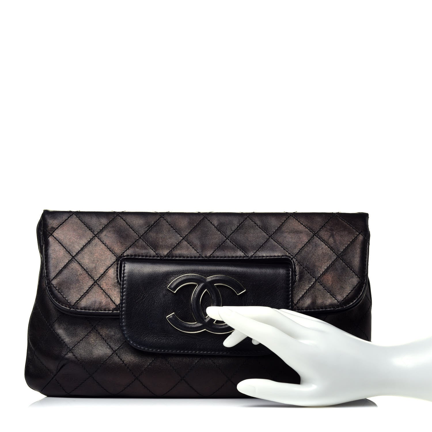 Chanel Lambskin Diamond Stitch Convertible Clutch Black 2 of 7