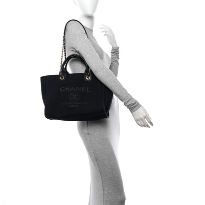 Chanel Mixed Fibers Small Deauville Tote Black 2 of 11