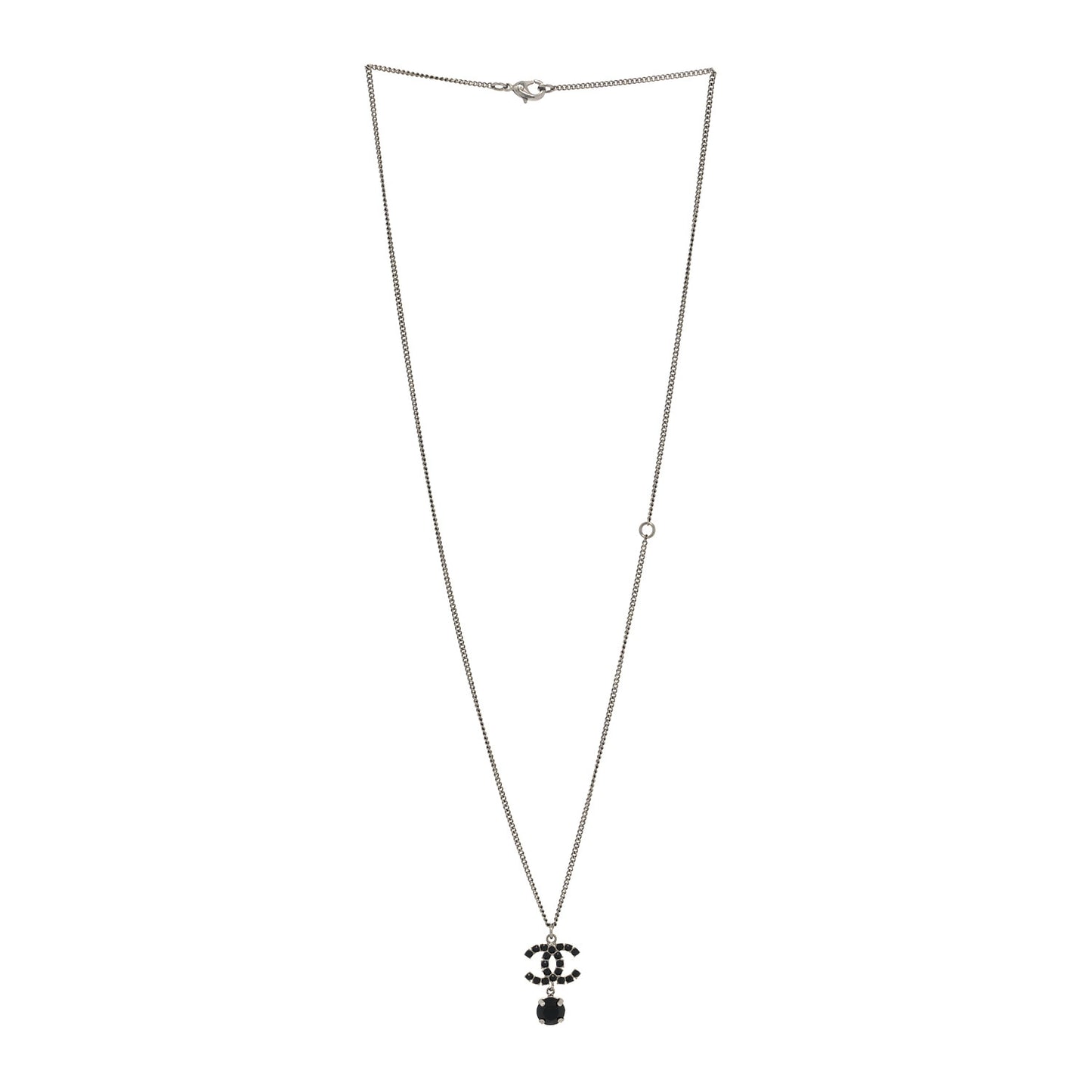 Ruthenium Crystal CC Drop Necklace Black