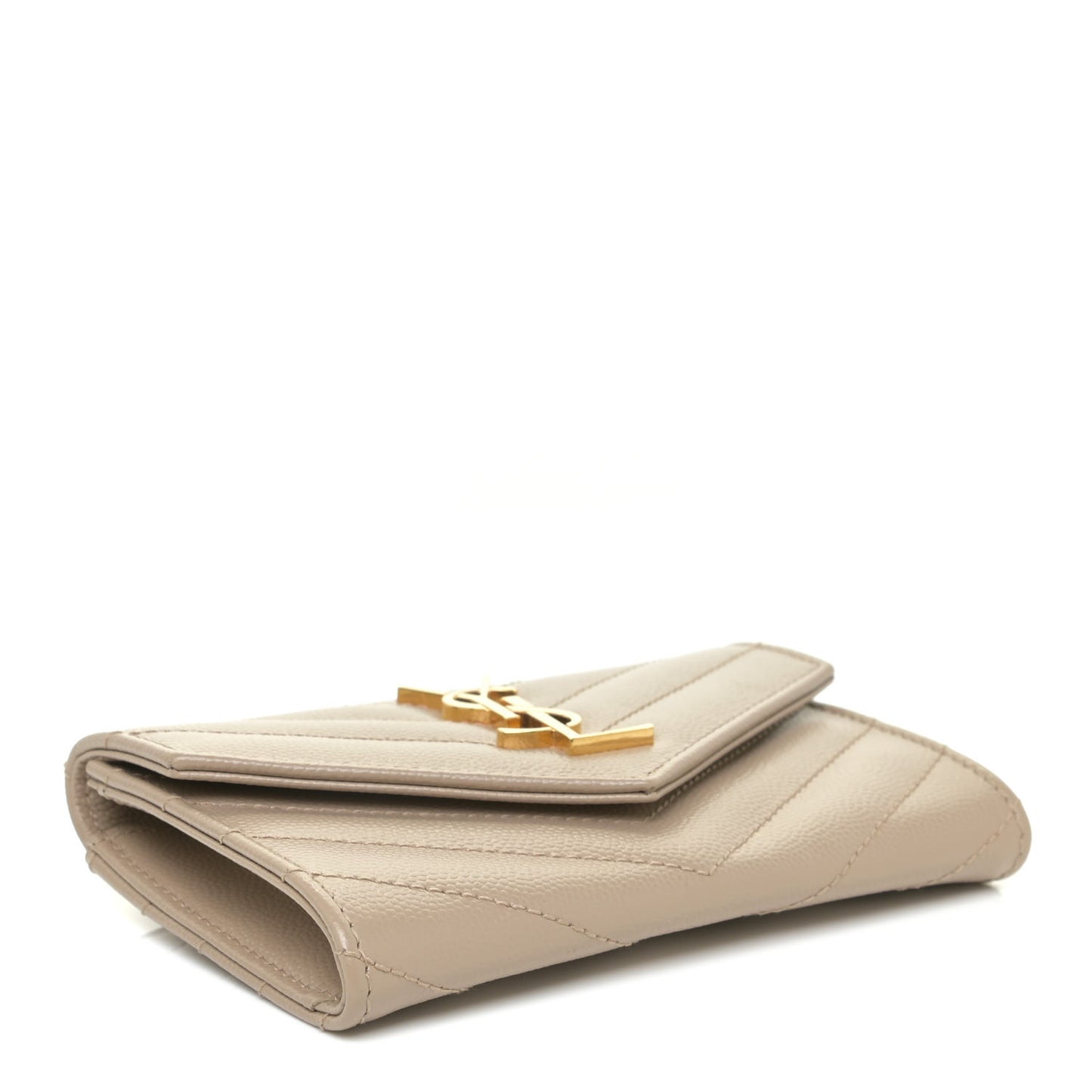 Grain De Poudre Matelasse Chevron Small Monogram Envelope Wallet Dusty Grey