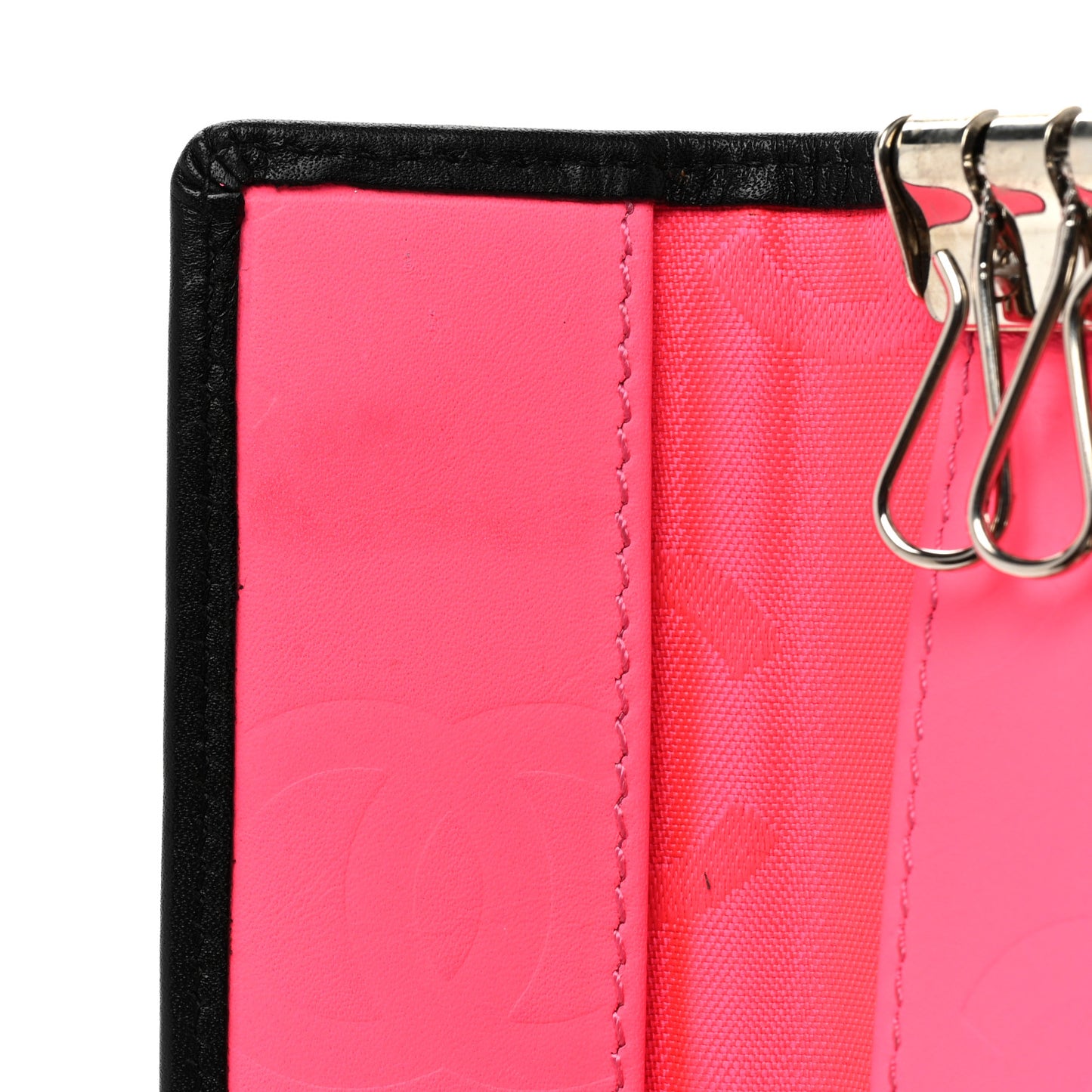 Calfskin Quilted Cambon 6 Key Holder Black
