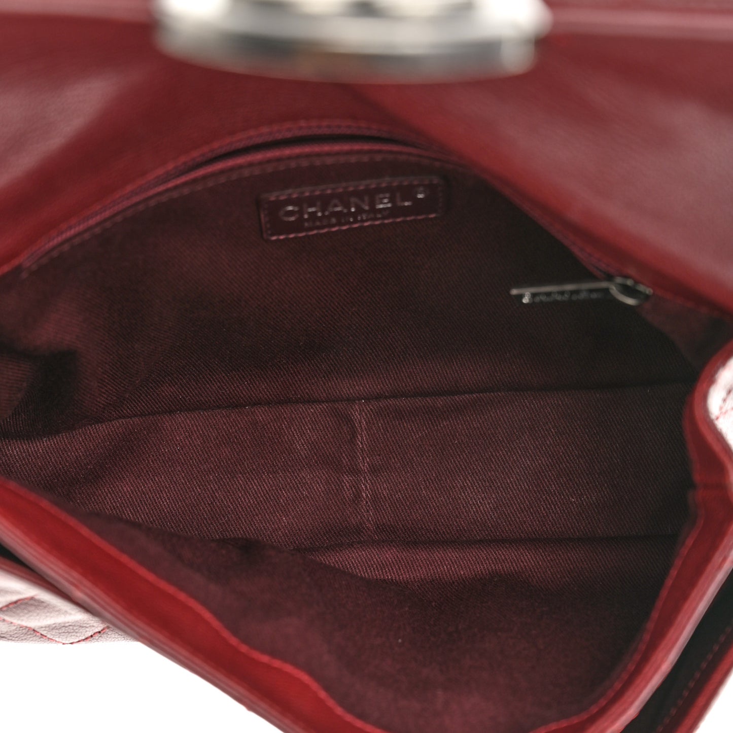 Shiny Goatskin Quilted Small Double Carry Waist Chain Flap Burgundy