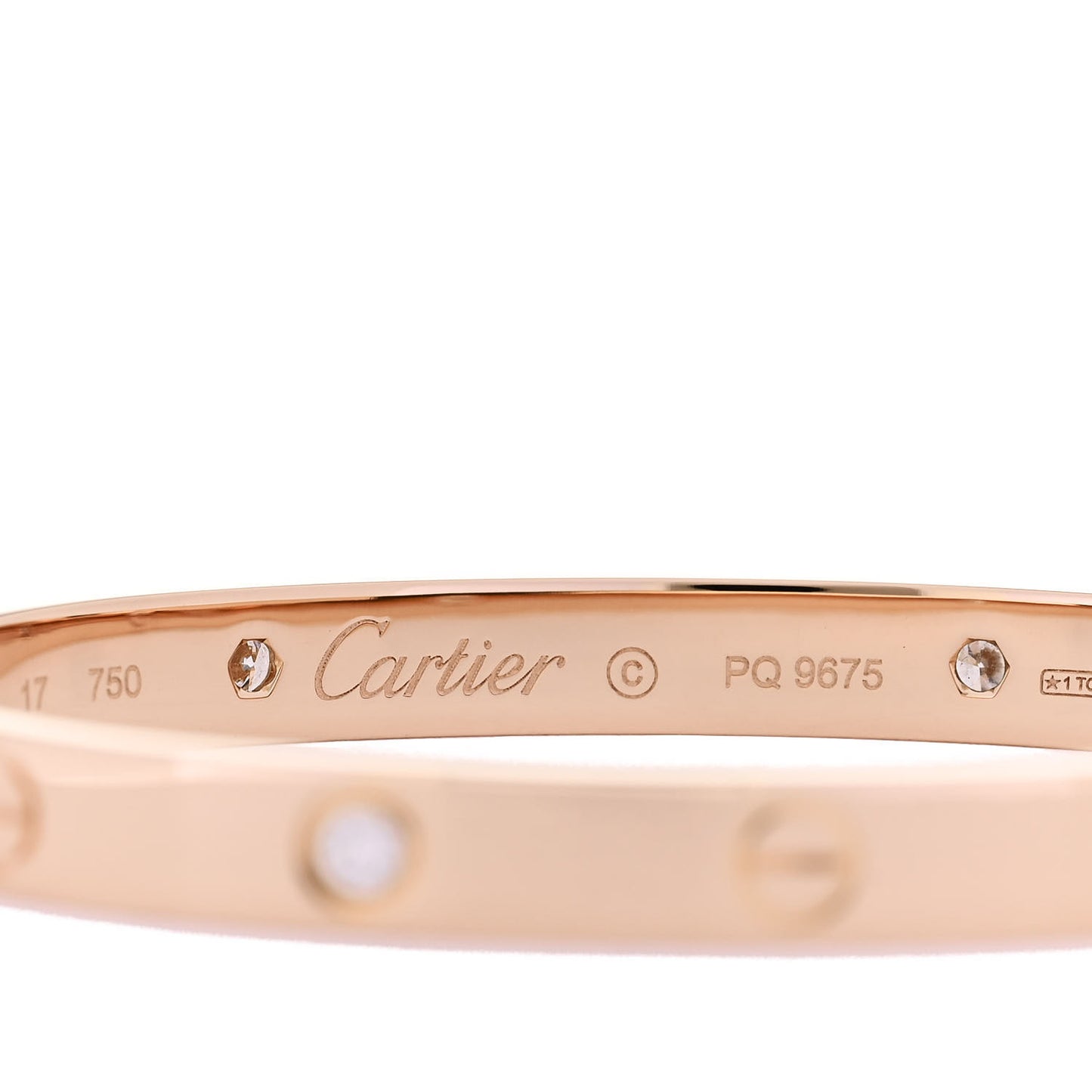 18K Pink Gold 4 Diamond LOVE Bracelet 17