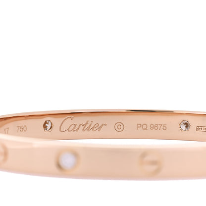 Cartier 18K Pink Gold 4 Diamond LOVE Bracelet 17 3 of 5