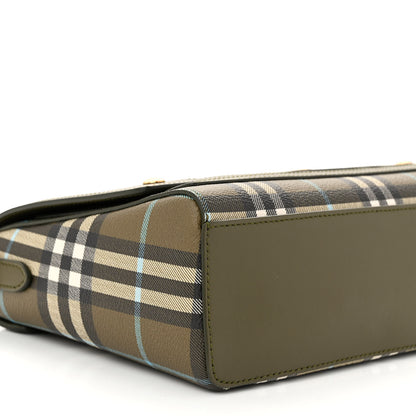 Burberry Coated Canvas Calfskin Vintage Check Medium Note Crossbody Bag Green 9 of 14
