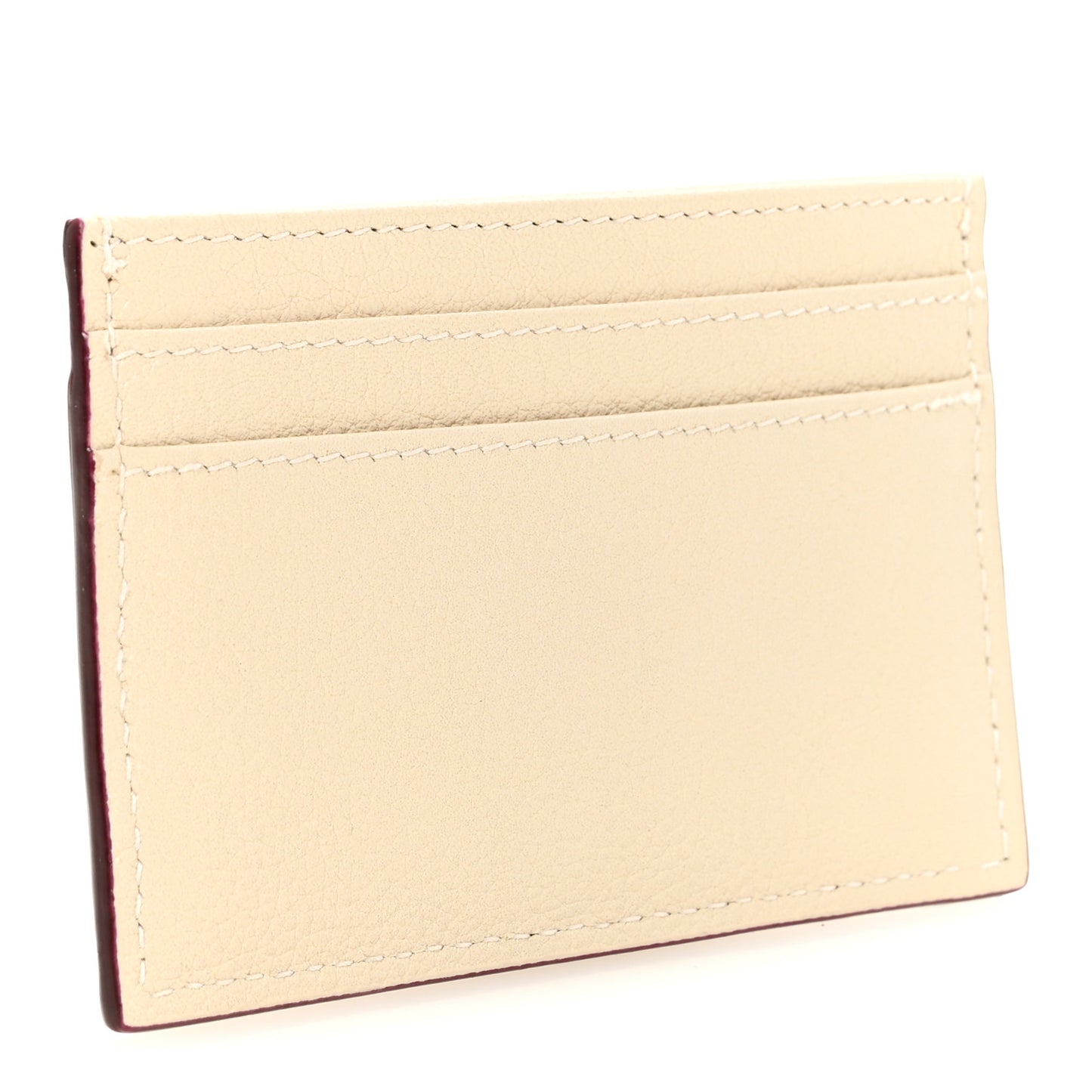 Grainy Calfskin Aries Card Case Linen