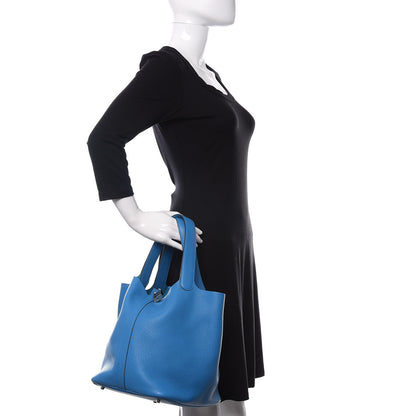 Hermes Taurillon Clemence Picotin Lock 26 GM Bleu Paradis 2 of 11