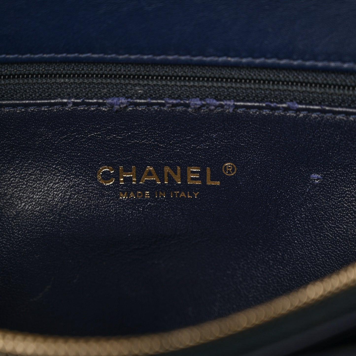 Aged Calfskin Elaphe Chevron Quilted Small Coco Handle Flap Navy