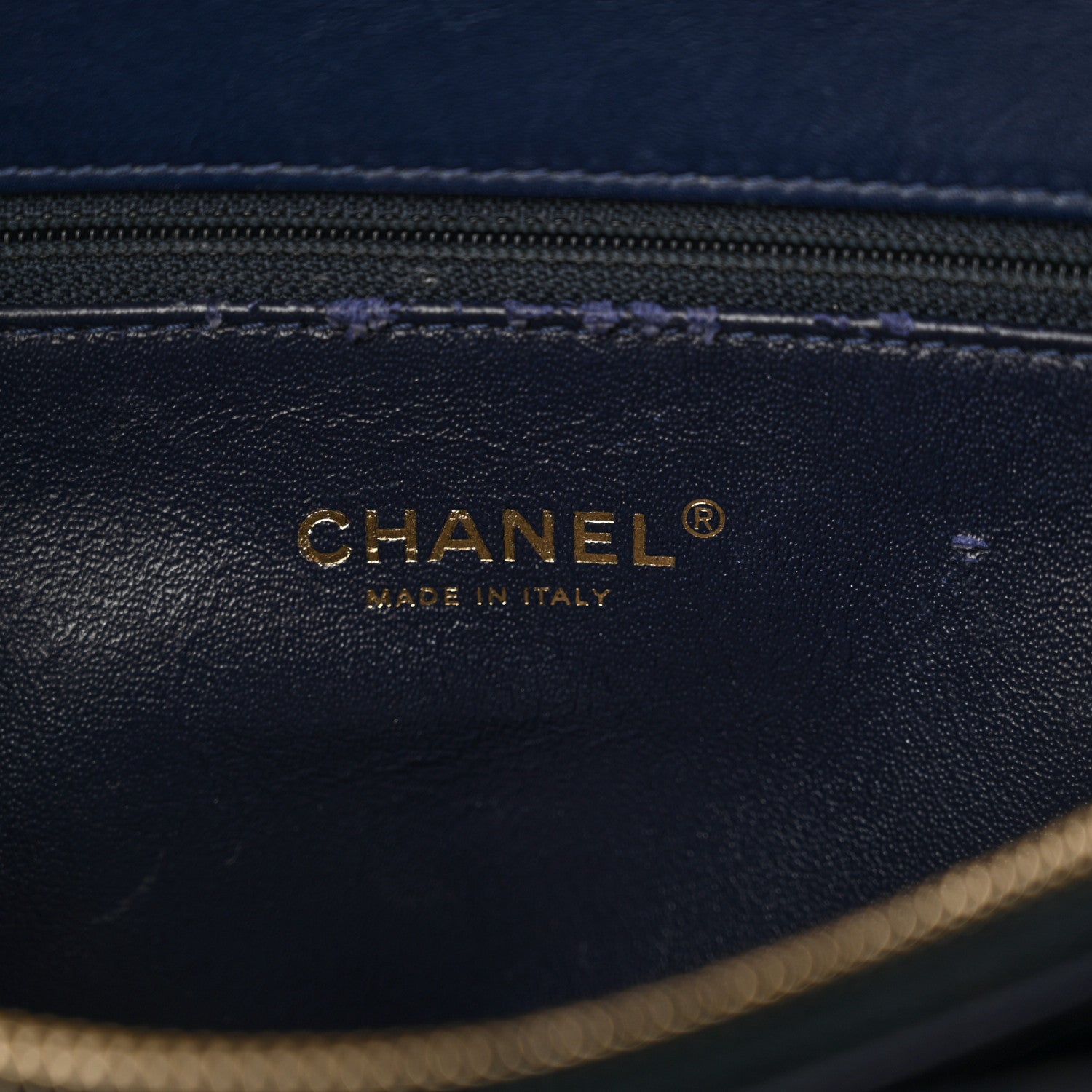 Chanel Aged Calfskin Elaphe Chevron Quilted Small Coco Handle Flap Navy 6 of 16