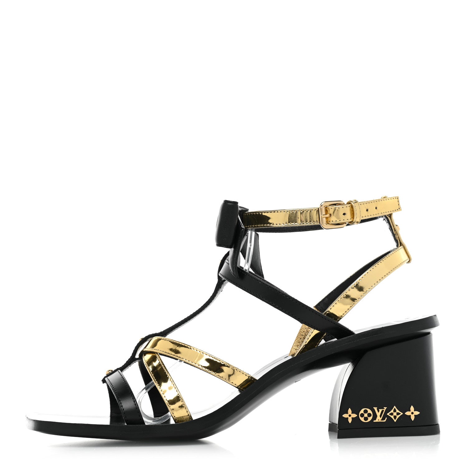 Louis Vuitton Metallic Calfskin Peplum Sandals 38.5 Gold 1 of 10