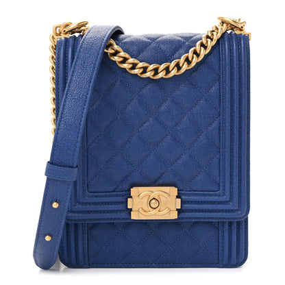 Chanel Caviar Quilted North South Boy Flap Blue 1 of 10