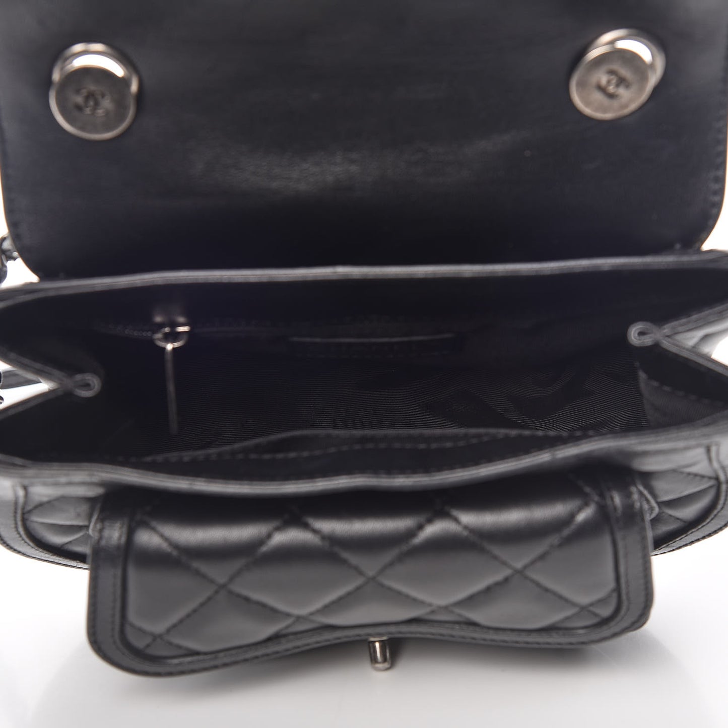 Lambskin Quilted Messenger Flap Black
