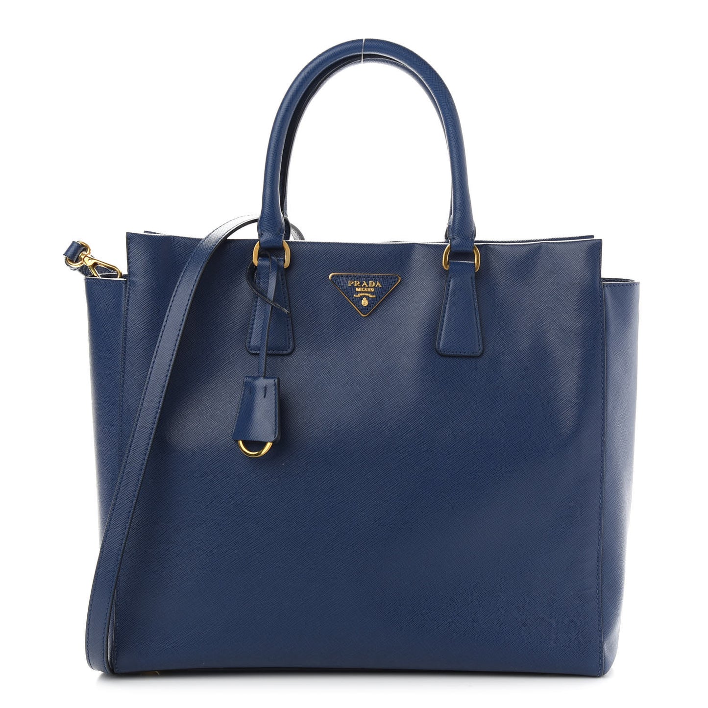 Saffiano Lux Double Handle Shopping Tote Bluette