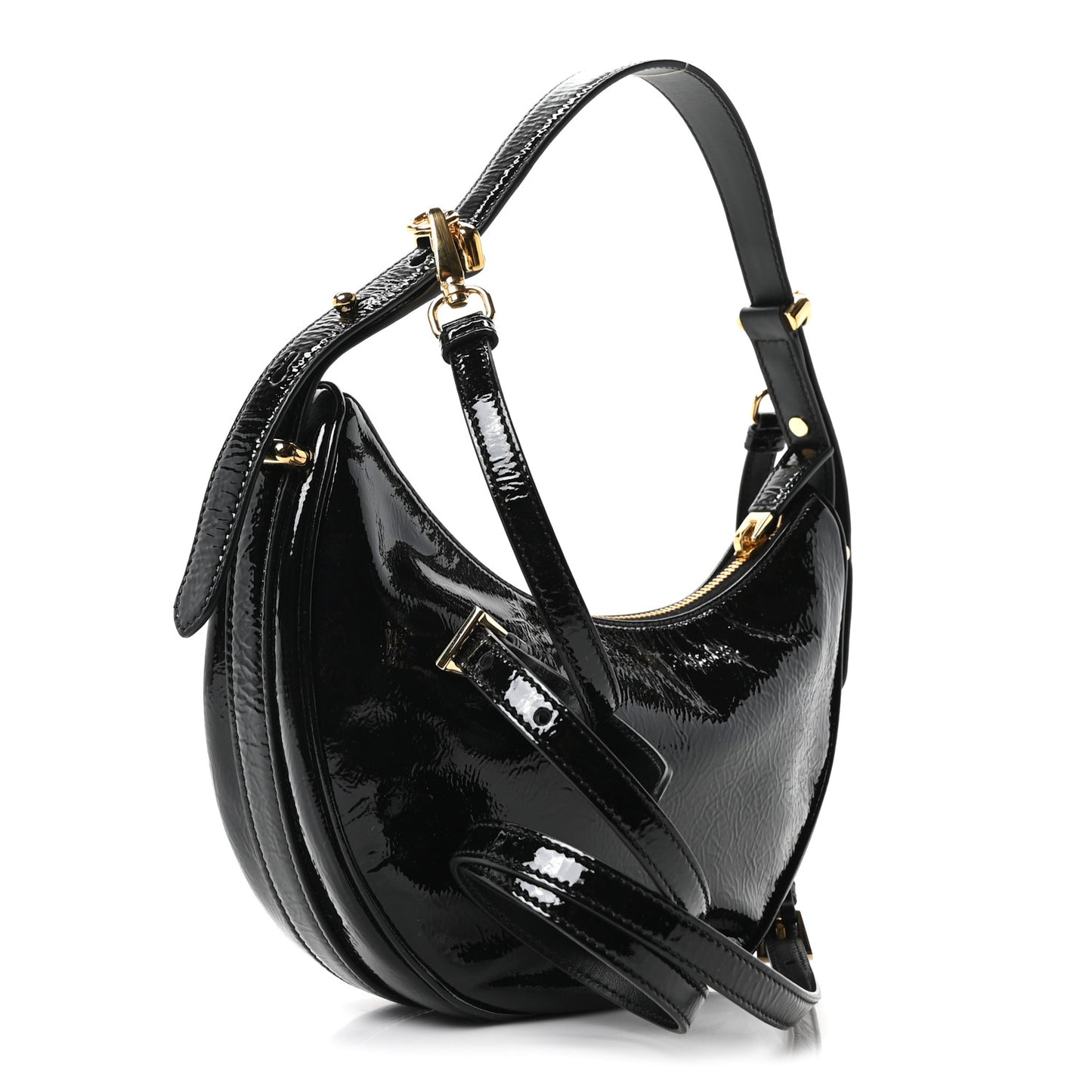 Patent Naplak Arque Shoulder Bag Black