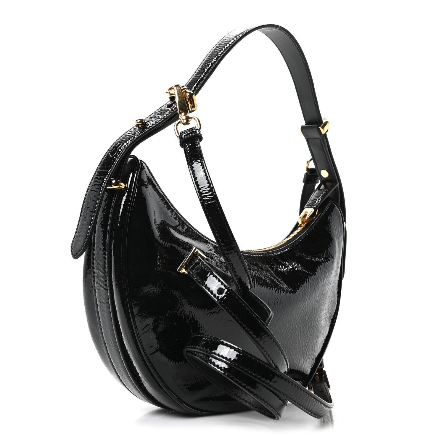 Prada Patent Naplak Arque Shoulder Bag Black 3 of 9