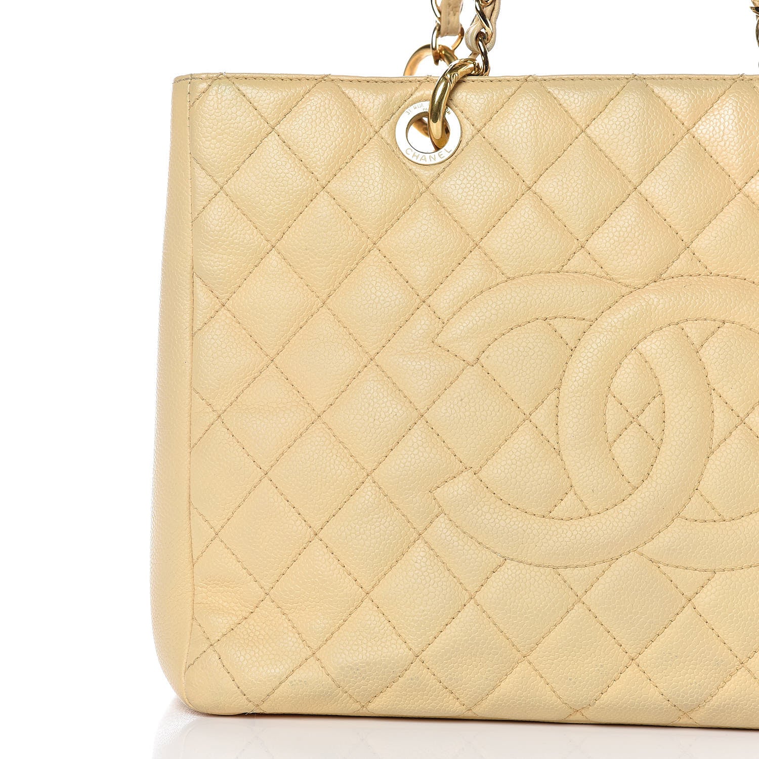 Chanel Caviar Quilted Grand Shopping Tote GST Beige 23 of 24