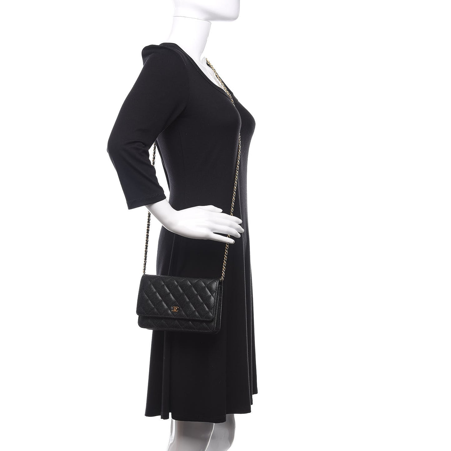 Caviar Quilted Wallet On Chain WOC Black
