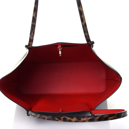 Christian Louboutin Calfskin Empire Leopard Print Spiked Large Cabarock Shopper Tote Brown 4 of 8