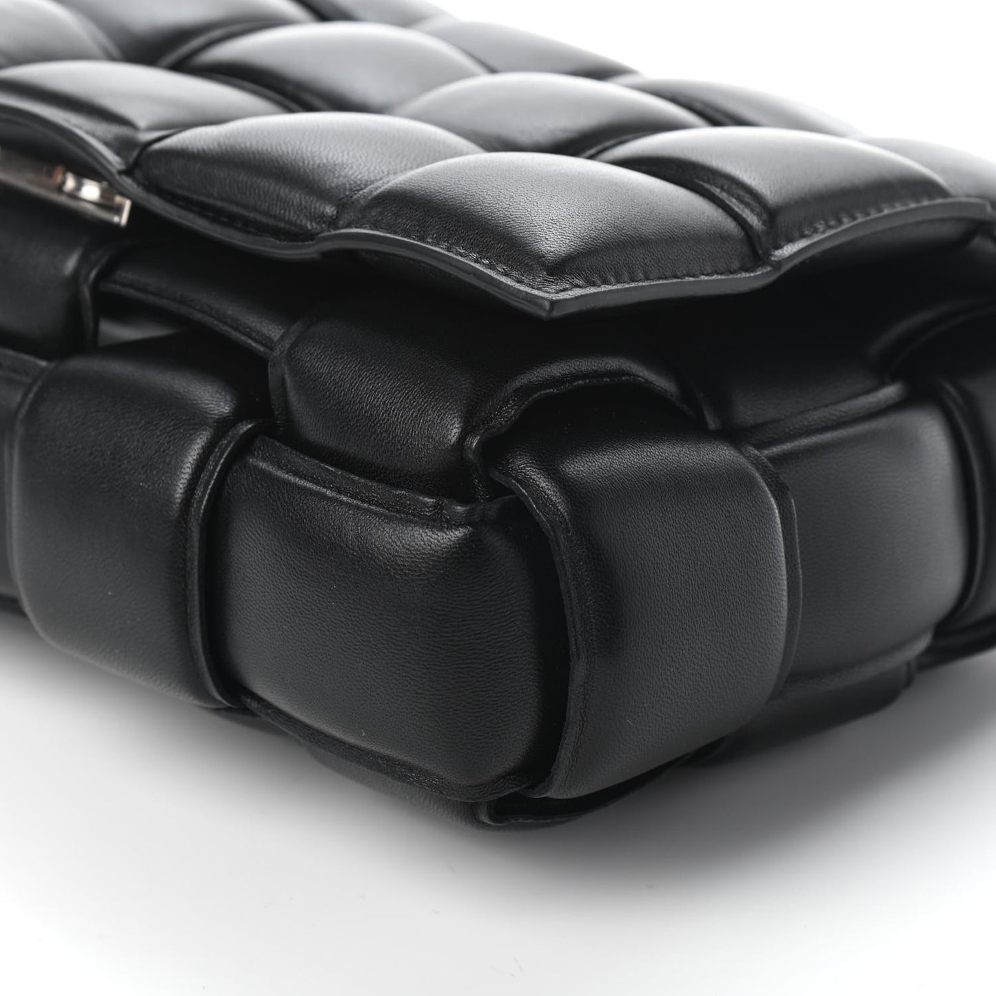 Lambskin Maxi Intreccio Padded Chain Cassette Crossbody Bag Black