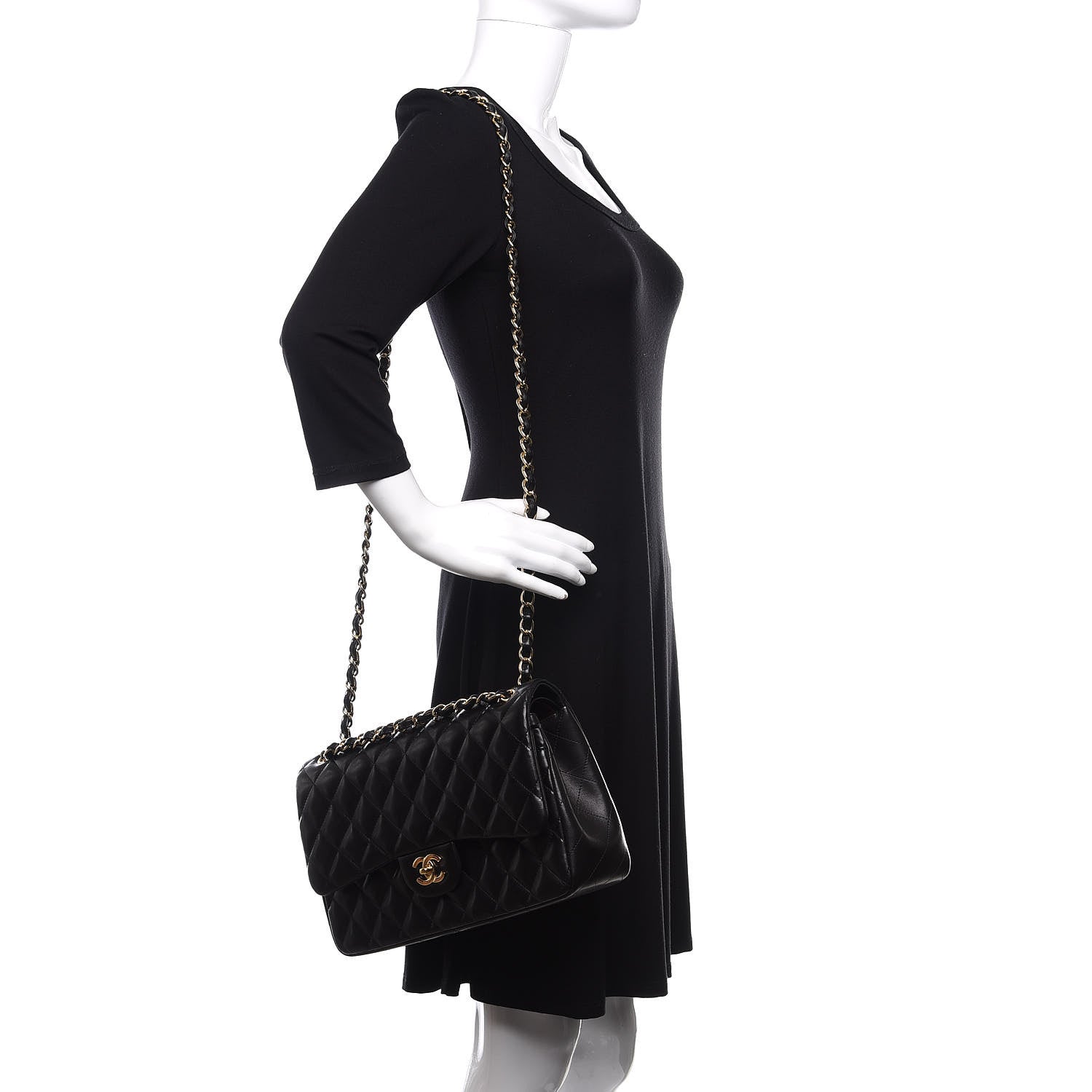 Chanel Lambskin Quilted Jumbo Double Flap Black 3 of 14
