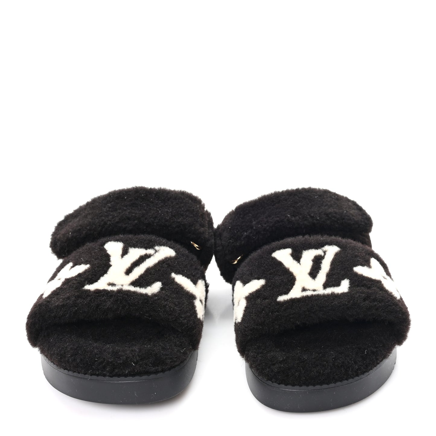 Shearling Monogram Giant LV Sunset Flat Comfort Mule 38 Brown