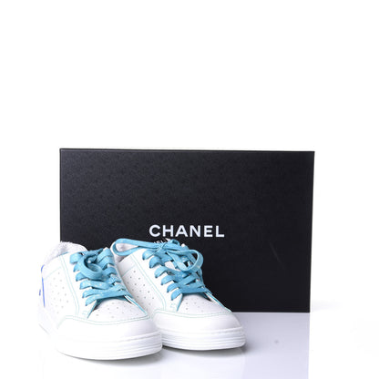 Chanel Calfskin Womens Logo Sneakers 37 White Blue 11 of 11