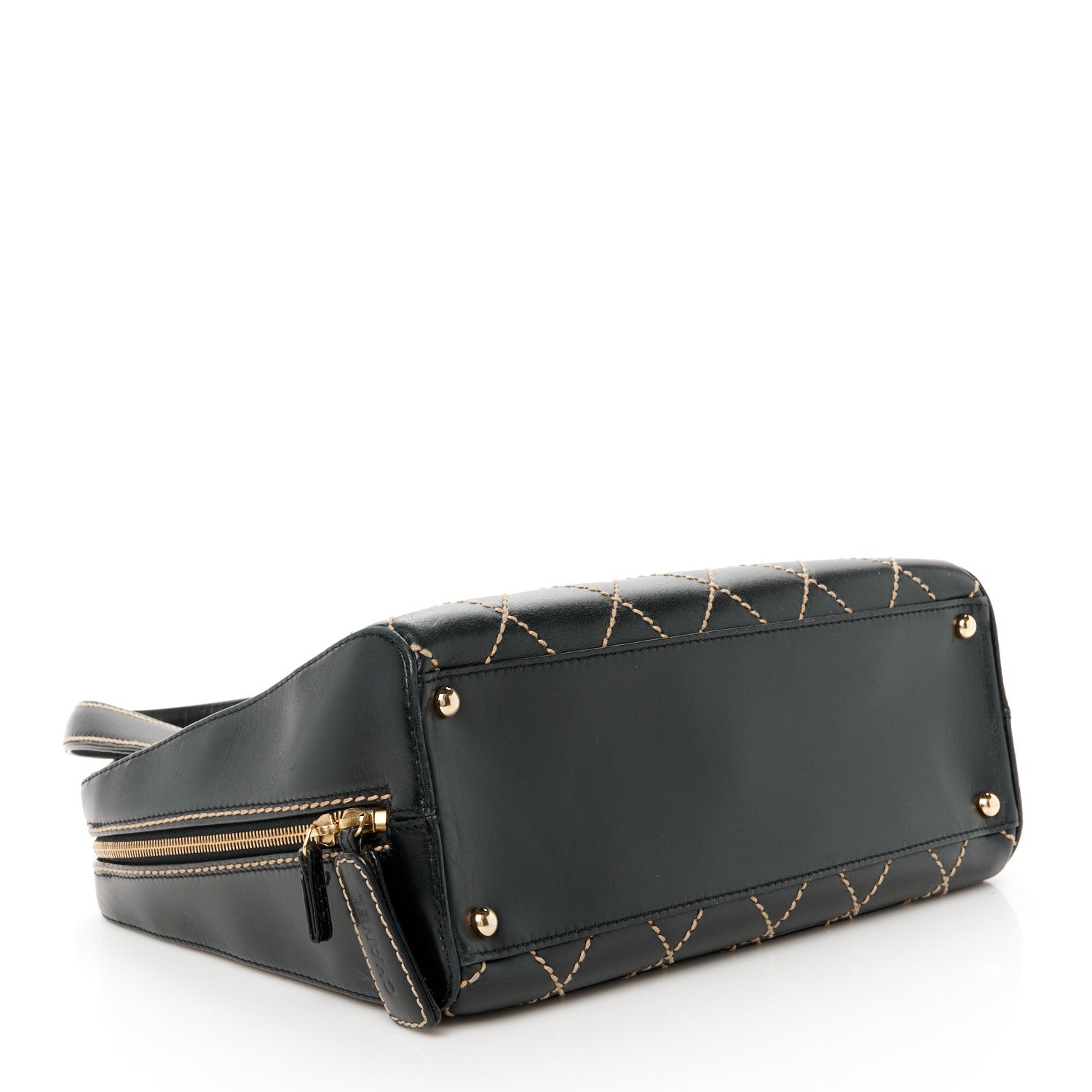 Chanel Calfskin Wild Stitch Vertical Top Handle Bag Black 4 of 12