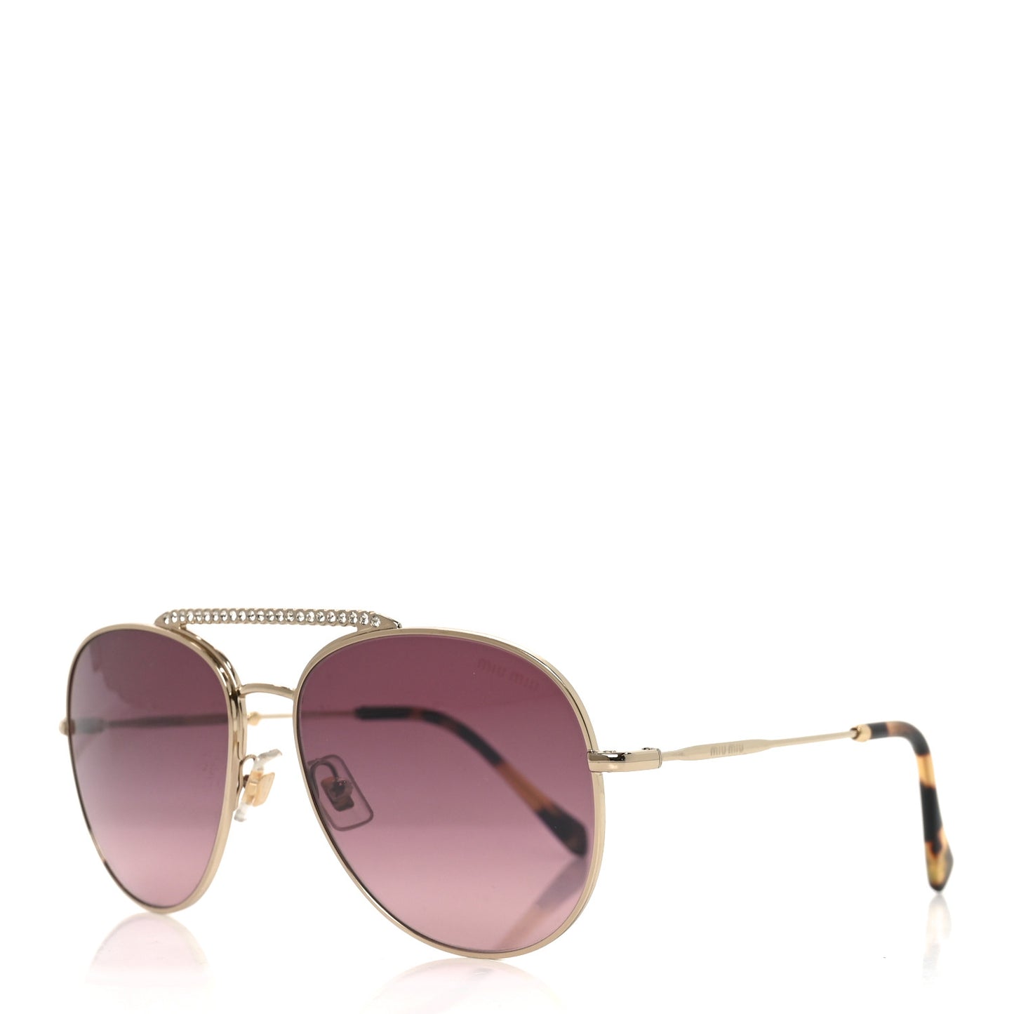 Metal Crystal Aviator Sunglasses SMU53V Pale Gold