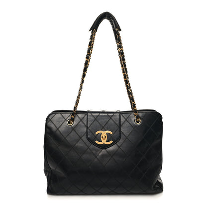 Chanel Calfskin Stitched XL Weekender Black 1 of 17