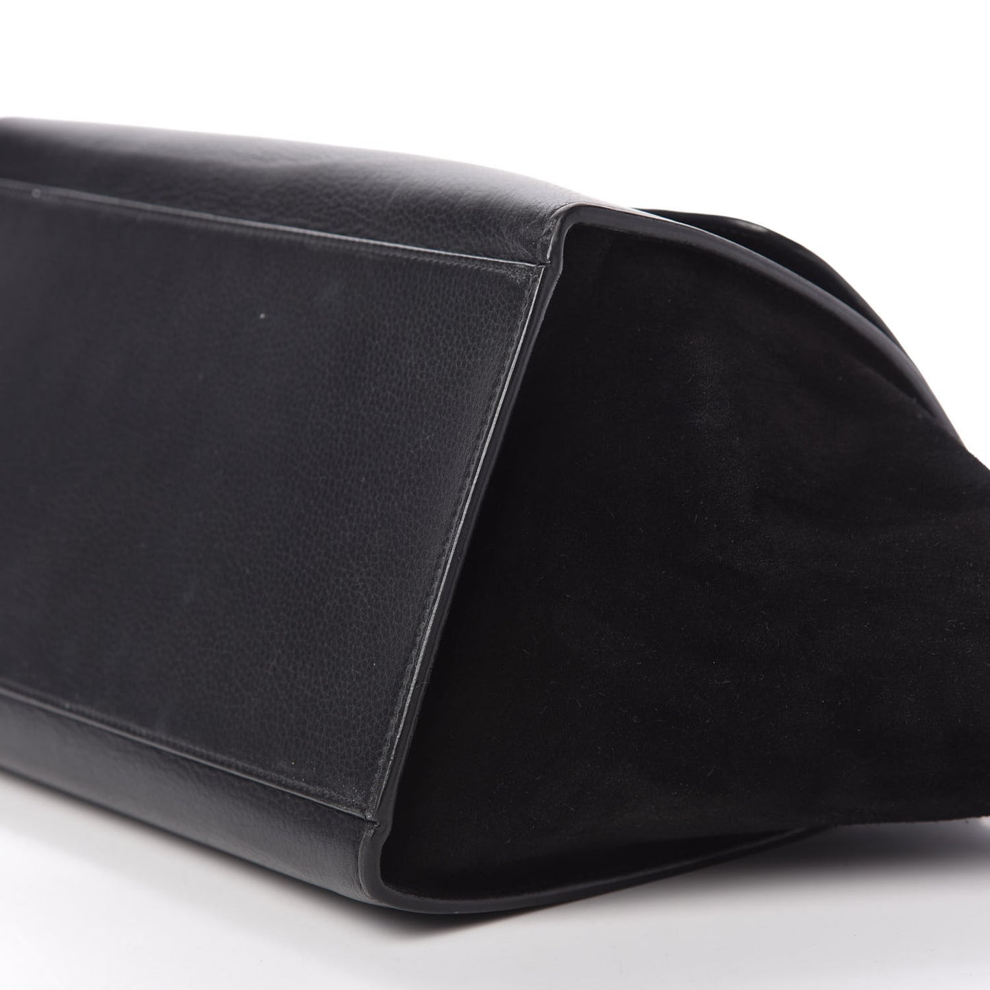 Drummed Calfskin Suede Small Trapeze Black