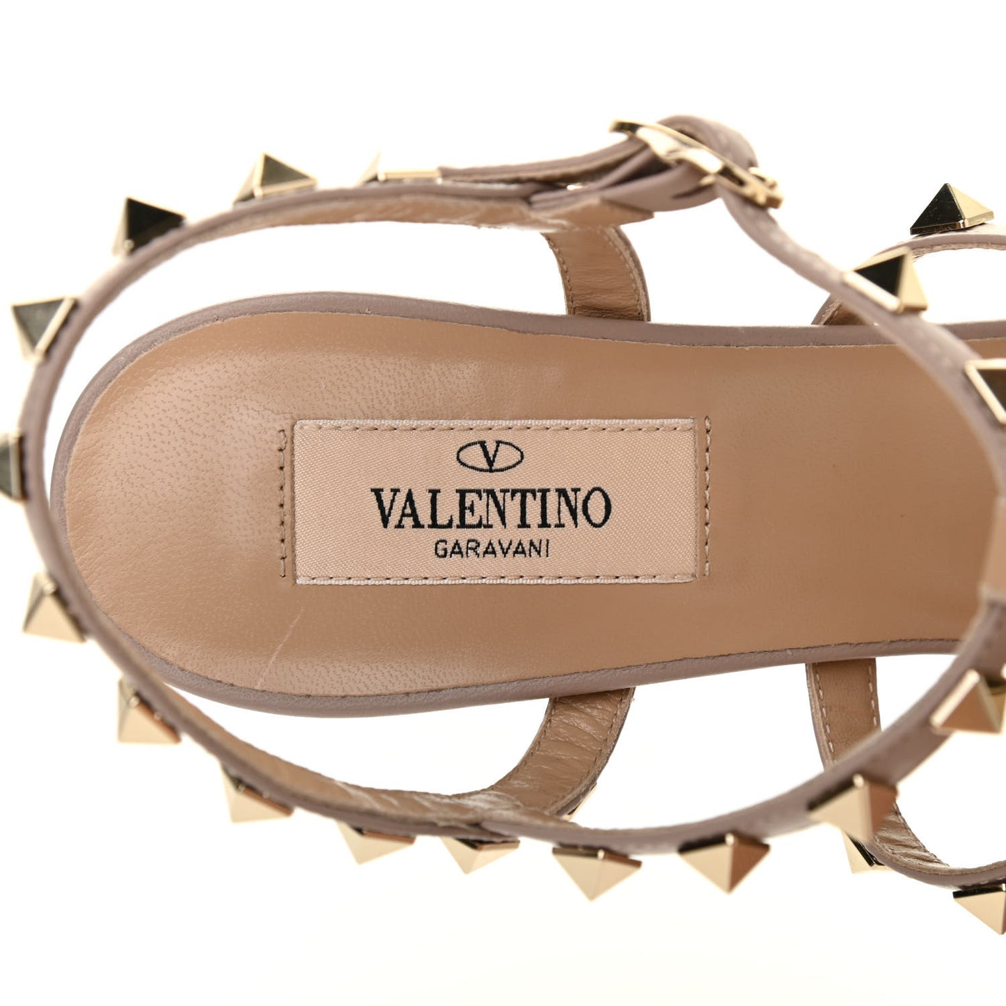 Calfskin Nappa Rockstud Gladiator 105mm Sandals 37 Poudre