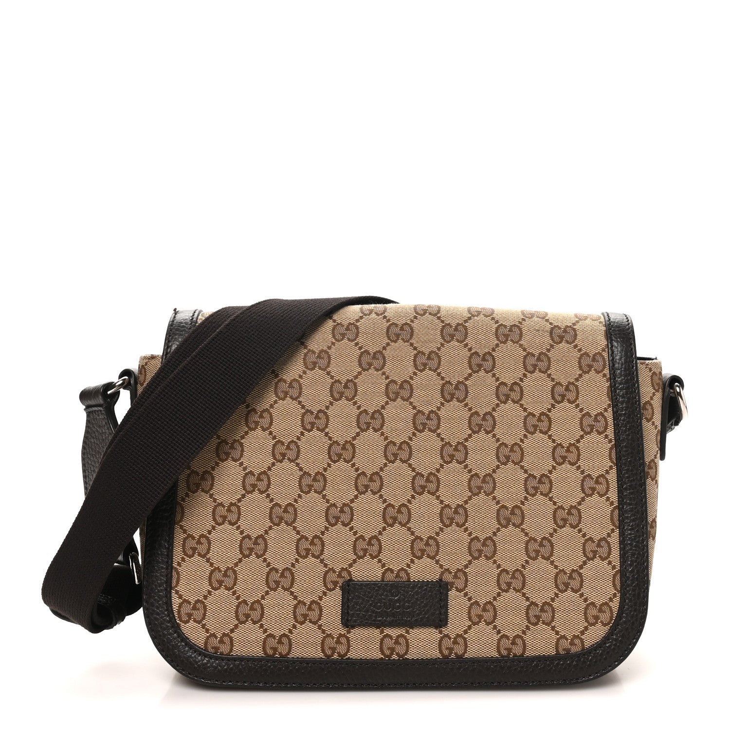 Gucci Monogram Flap Messenger Bag Beige Dark Brown 1 of 11