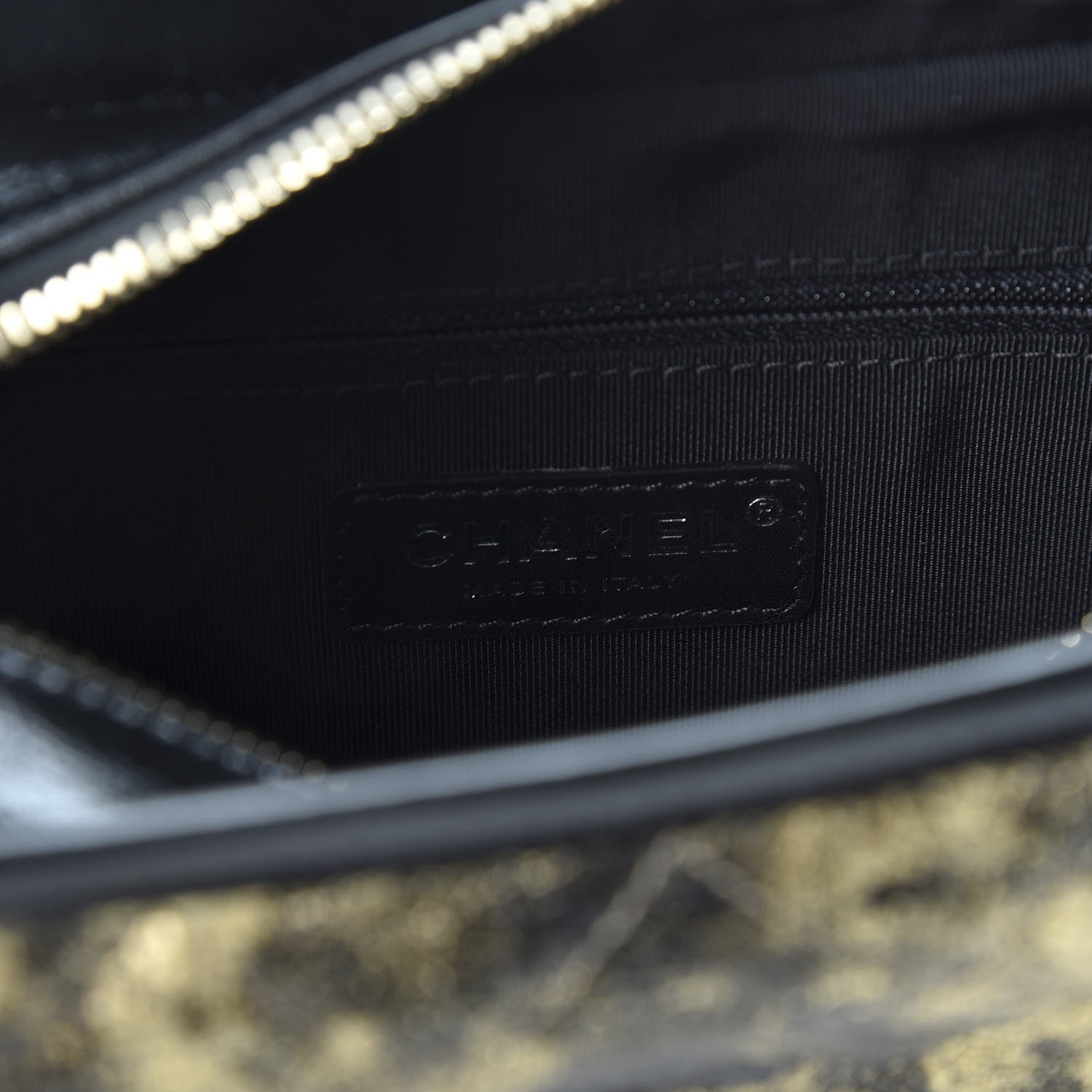 Chanel Metallic Crumpled Goatskin Quilted Small Gabrielle Hobo Black Gold 7 of 9