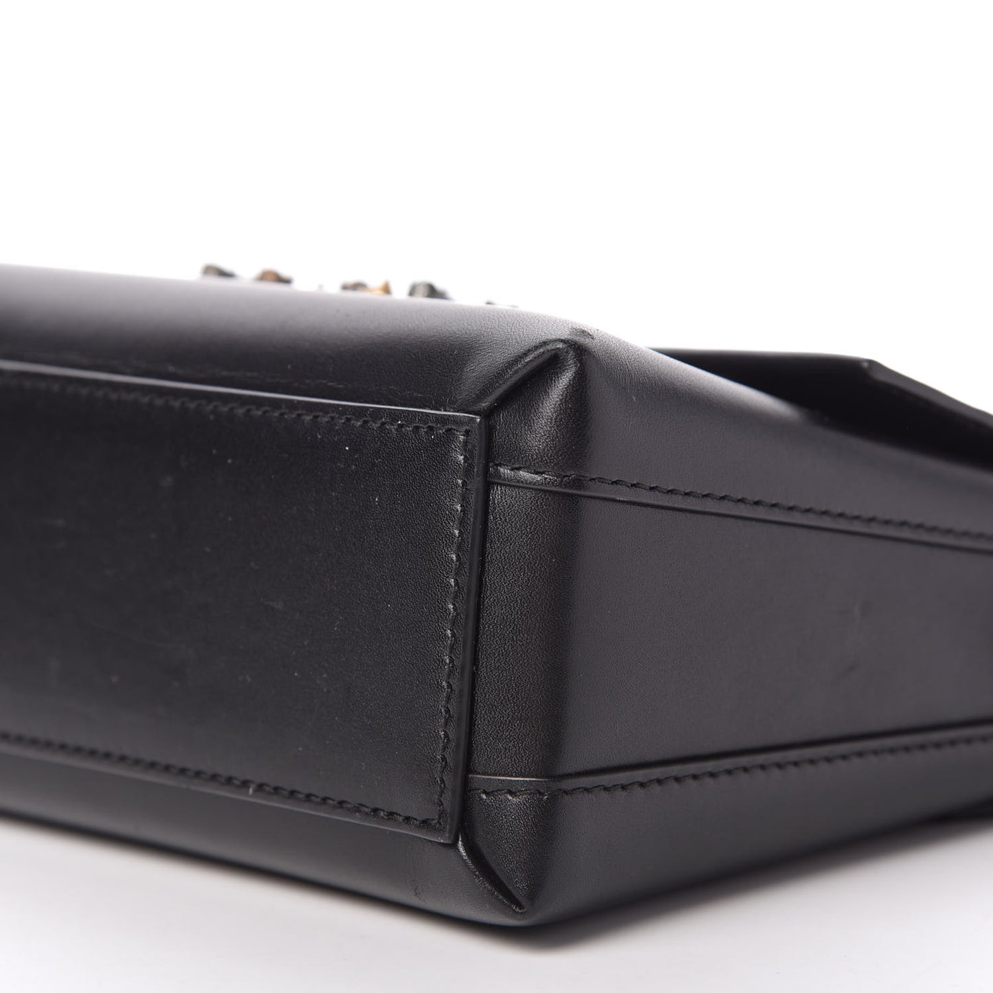 Nappa Crystal Embellished Millennial Rectangular Shoulder Bag Black