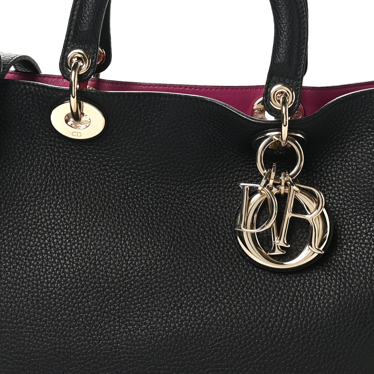 Christian Dior Bullcalf Medium Diorissimo Tote Black Rose Indien 8 of 10