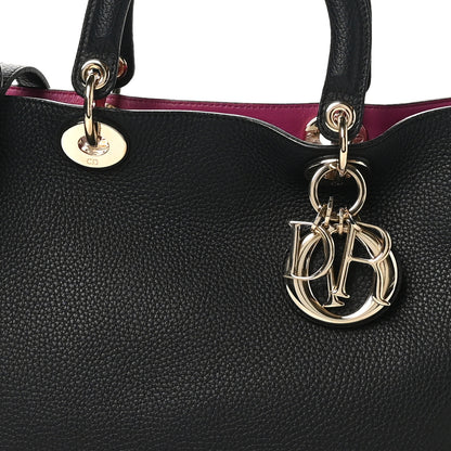 Christian Dior Bullcalf Medium Diorissimo Tote Black Rose Indien 8 of 10
