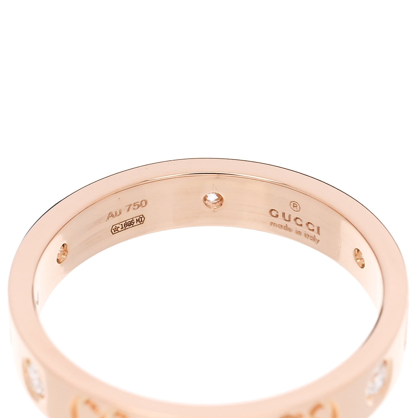 18K Rose Gold Diamond Icon Band Ring 58 8.25