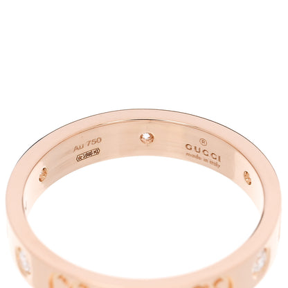 Gucci 18K Rose Gold Diamond Icon Band Ring 58 8.25 4 of 7