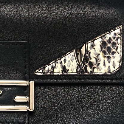 Fendi Vitello Dolce Elaphe Monster Eyes Micro Double Baguette Black Naturale 8 of 10