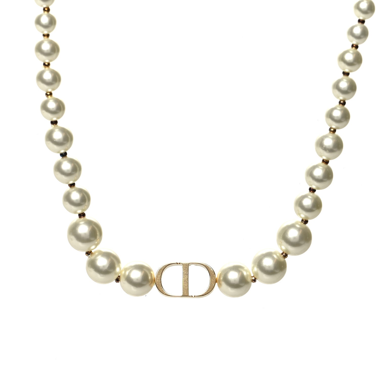 Christian Dior Pearl CD Choker Necklace Gold 1 of 5