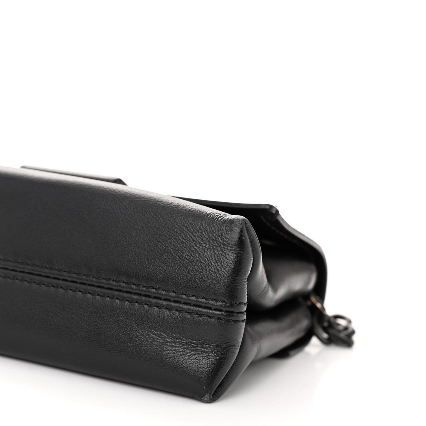 Calfskin Diag Small Binder Clip Crossbody Black