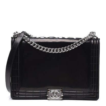 Chanel Glazed Calfskin Large Boy Flap Black 1 of 14