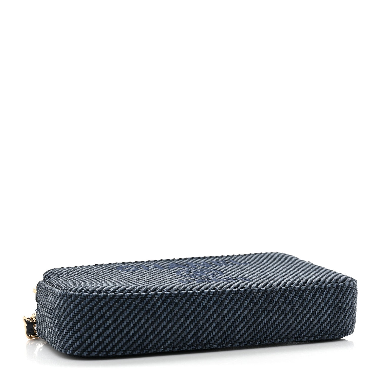 Chanel Lurex Straw Small Deauville Clutch With Chain Blue 5 of 13