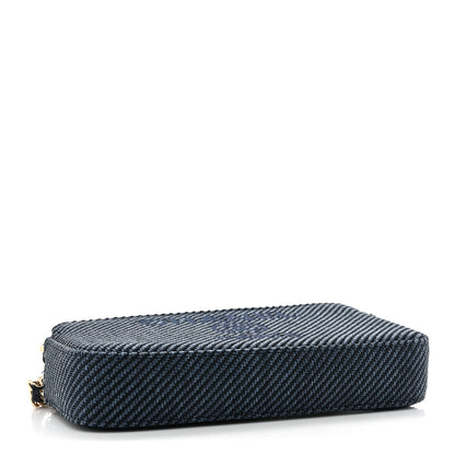 Chanel Lurex Straw Small Deauville Clutch With Chain Blue 5 of 13
