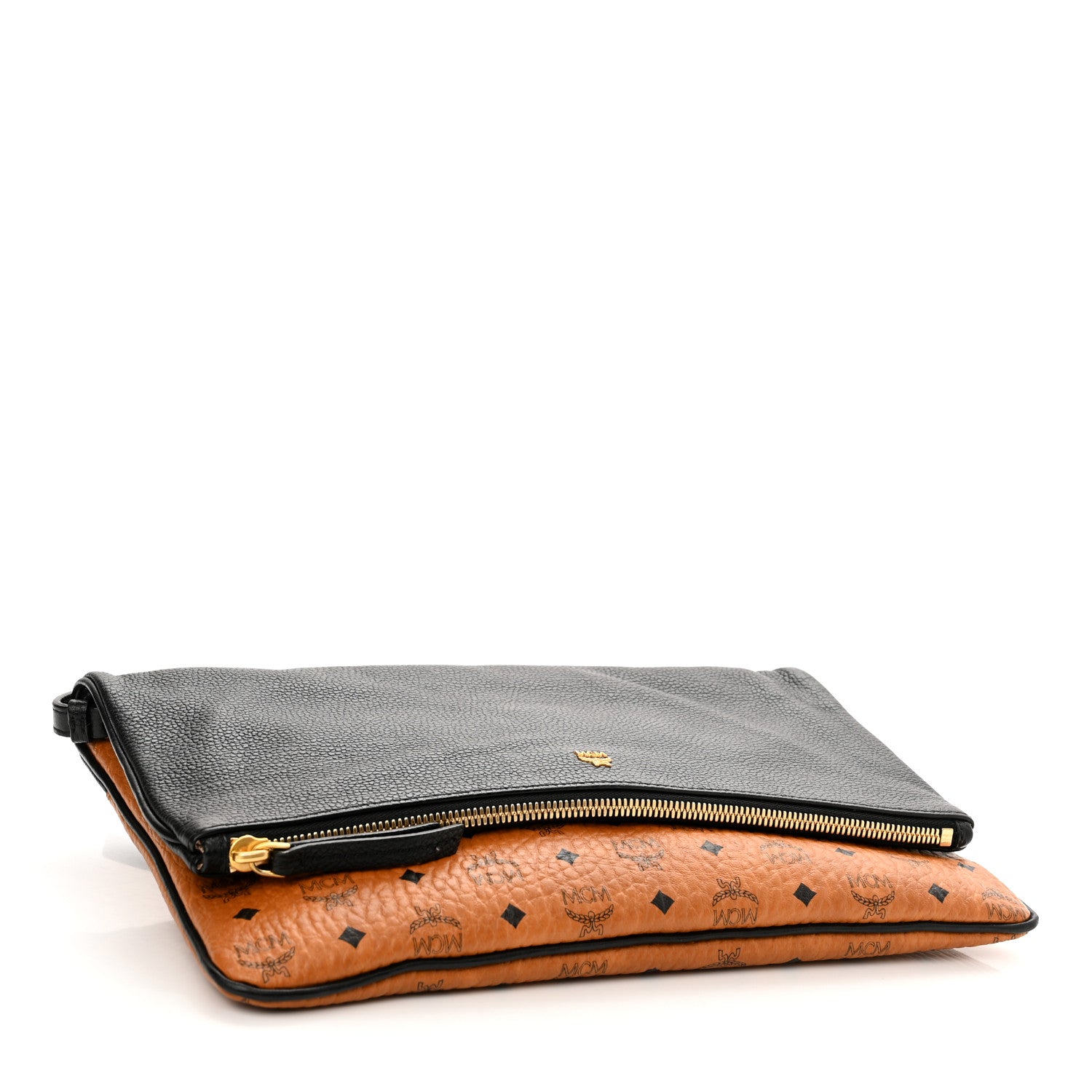 MCM Visetos Corina Foldover Crossbody Bag Cognac Black 4 of 11